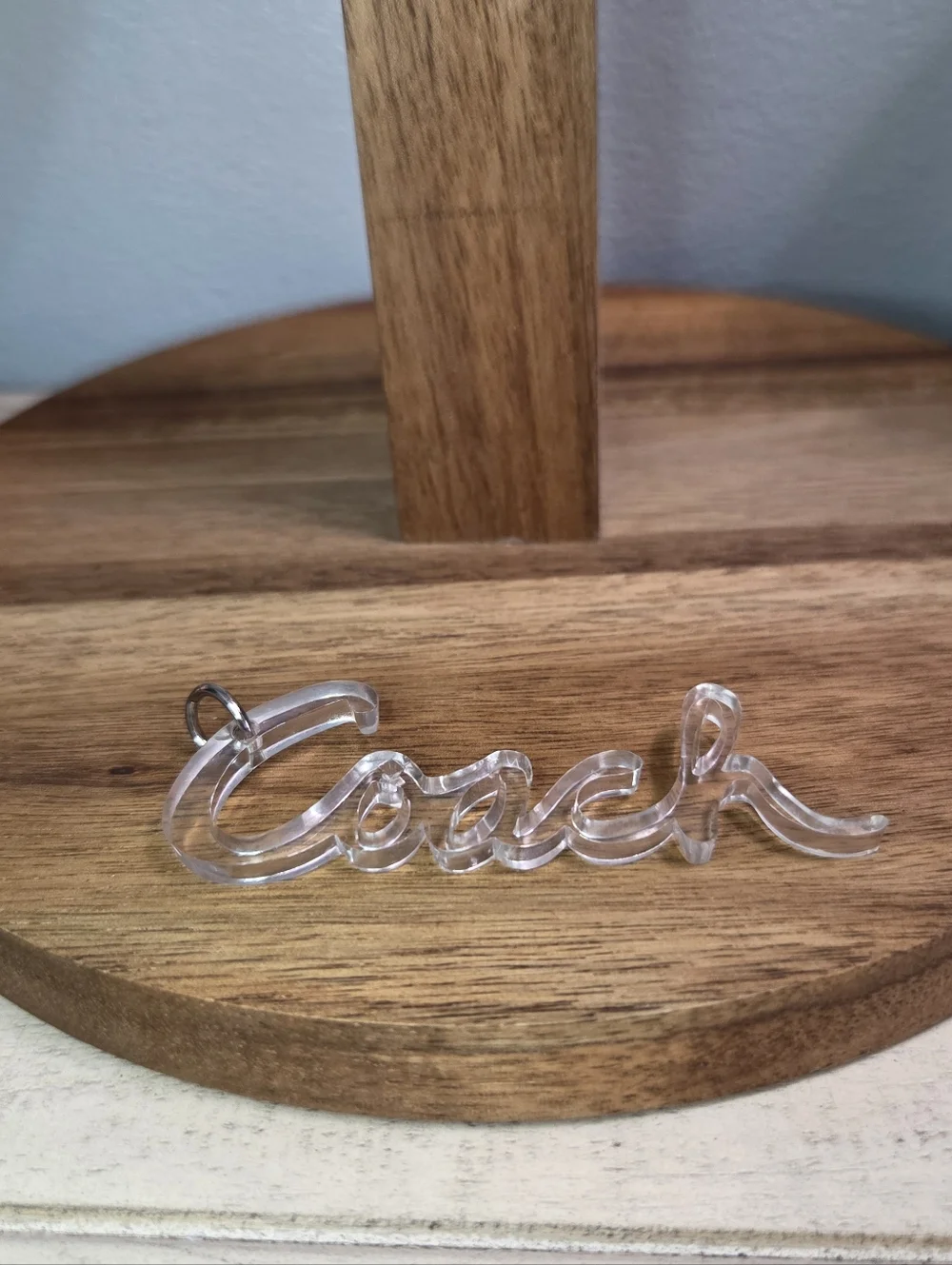 Coach Poppy Clear Acrylic Script HangTag Bag Charm, EUC